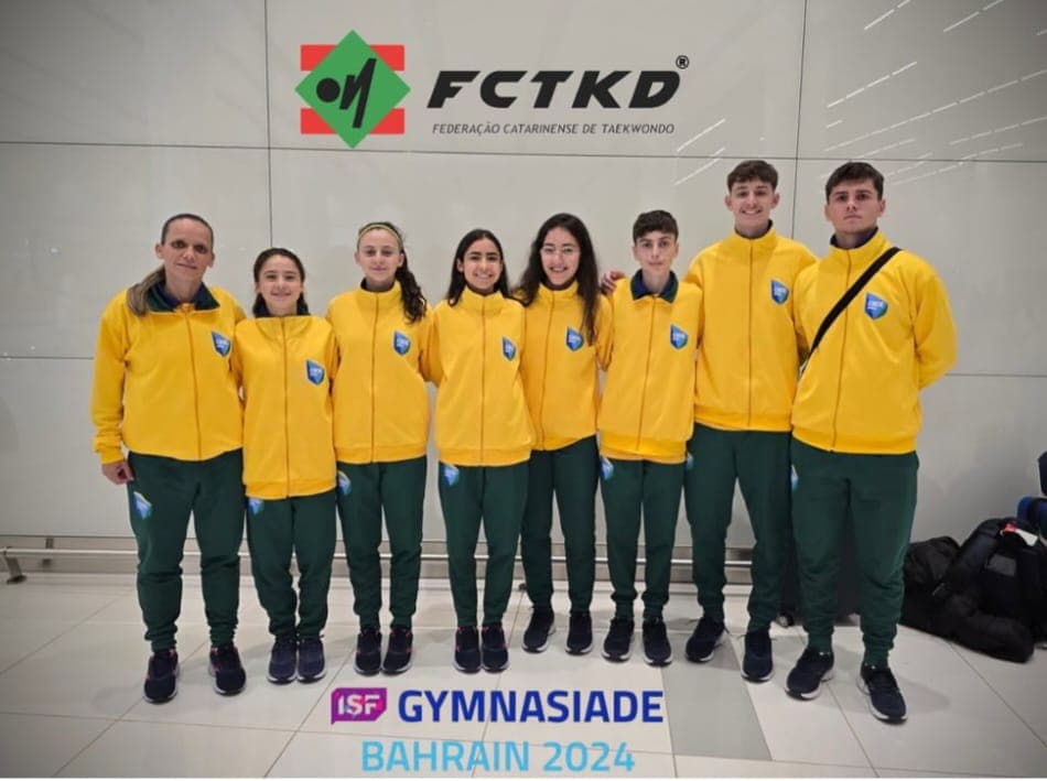 Taekwondistas catarinenses já estão no Bahrein para a Gymnasíade 2024