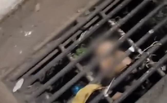 Rapaz ''pelado" se esconde em bueiro e grita pedindo ajuda