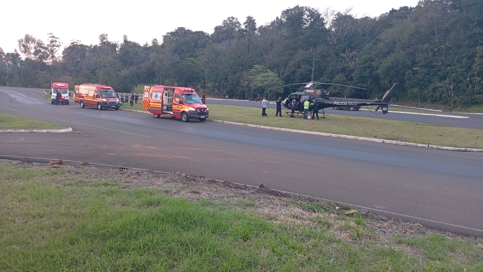 Aeronave transporta ocupante de moto em Nova Erechim